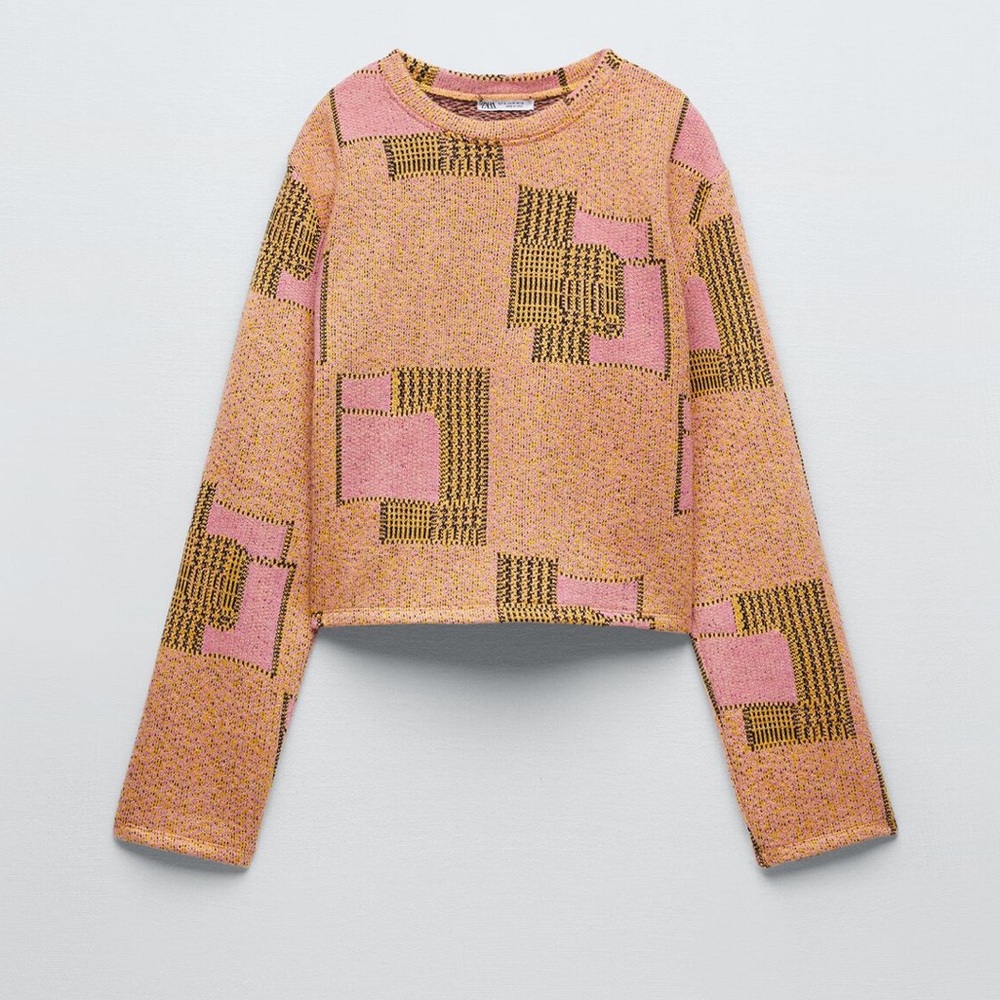 ZARA SHORT JACQUARD SWEATER